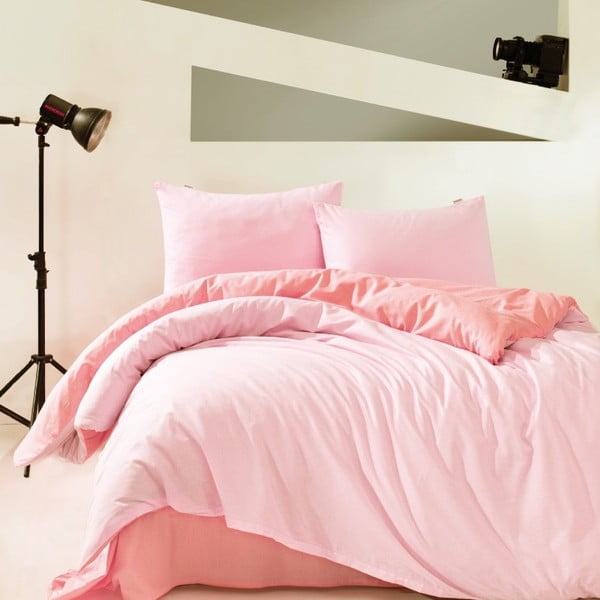 Rozā kokvilnas gultasveļa ar palagu Marie Claire Suzy, 160 x 220 cm