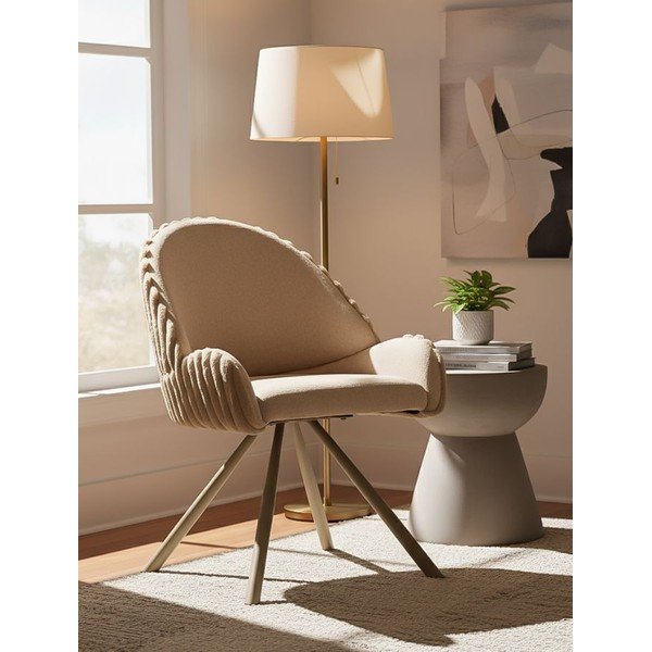 Krēmkrāsas polsterēti ēdamistabas krēsli ar roku balstiem (2 gab.) Stockholm – Mauro Ferretti-image-1