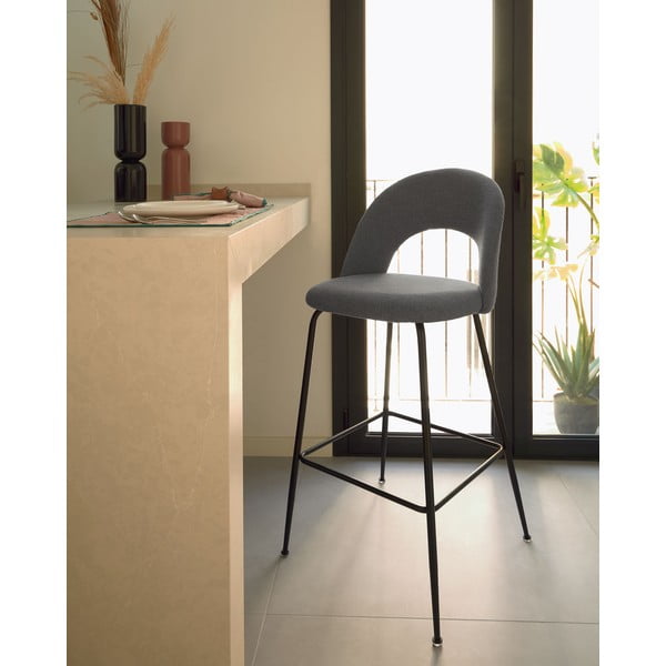 Pelēki bāra krēsli (4 gab.) (sēdekļa augstums 63 cm) Mahalia – Kave Home-image-1