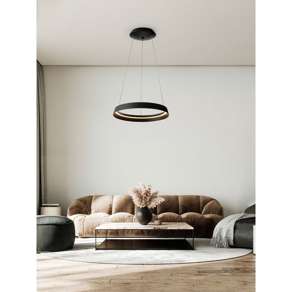 Matēti melna alumīnija LED piekaramā lampa ar regulējamu spilgtumu ar akrila stikla abažūru ø 45 cm Ormi – Nova Luce-image-1