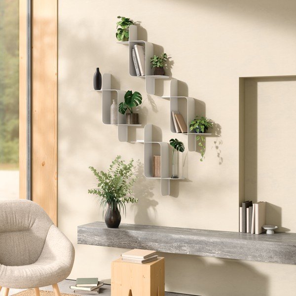 Matēti balti daudzlīmeņu tērauda sienas plaukti (2 gab.) 62 cm Montage – Umbra-image-3