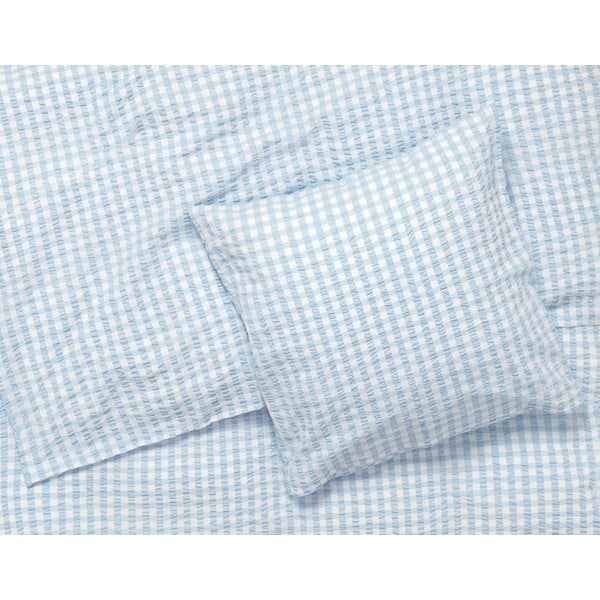 Balta/gaiši zila vienvietīga gultas veļa no krepa auduma 140x200 cm Bæk&Bølge – JUNA-image-1