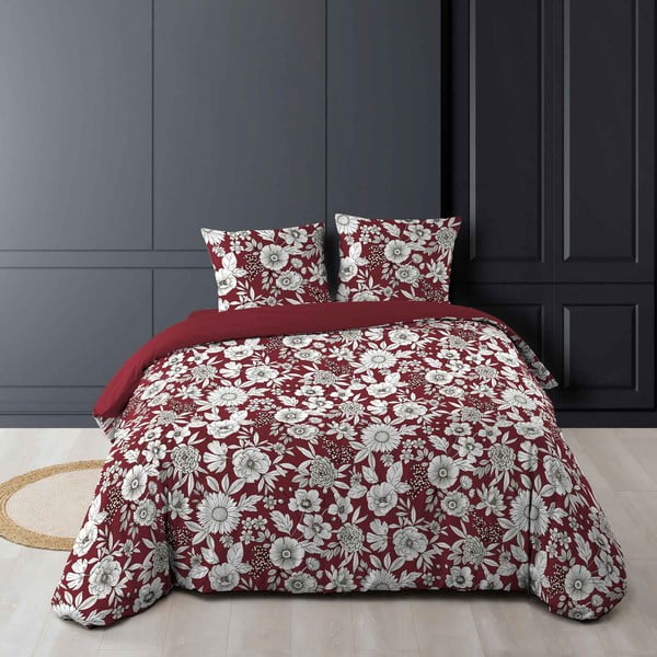 Sarkana/balta divguļamā kokvilnas gultas veļa 240x220 cm Milady – douceur d'intérieur
