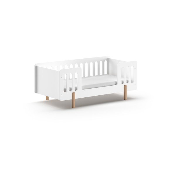 Balta priedes masīvkoka bērnu gultiņa 70x140 cm SMILE – Vipack-image-2