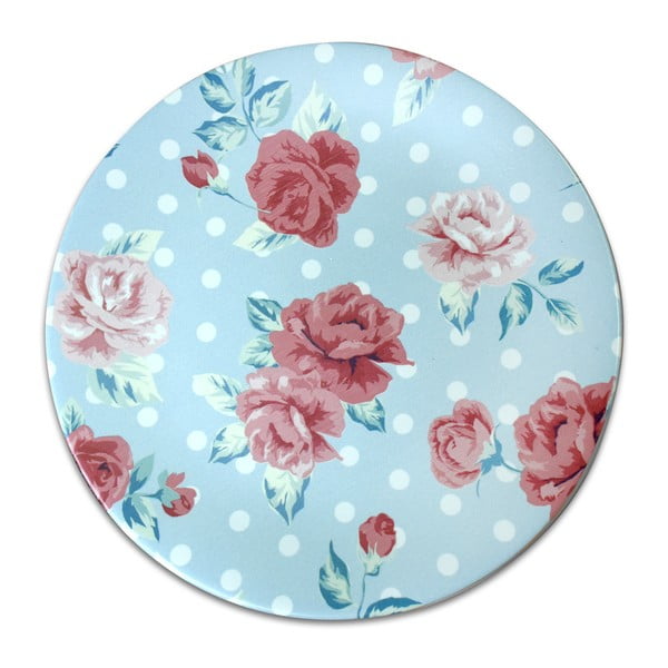 Gaiši zils keramikas šķīvis Rozes, ⌀ 26 cm