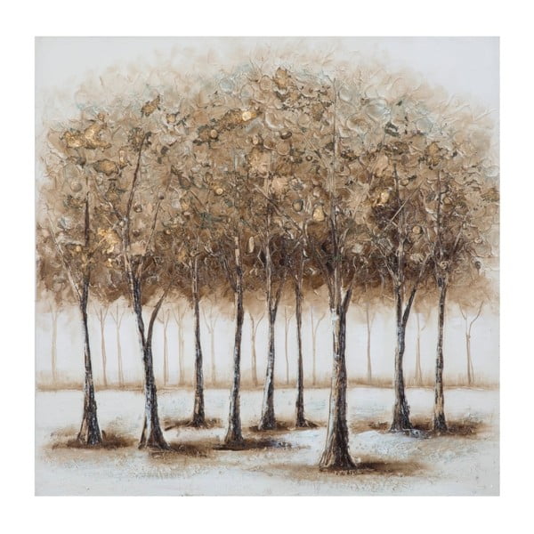 Ar rokām apgleznota glezna priežu koka rāmī Mauro Ferretti Alberi Nakts, 80 x 80 cm