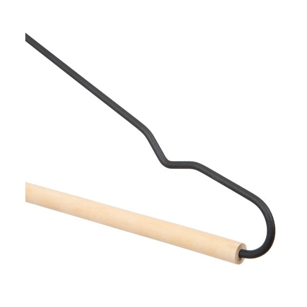 2 melnu apģērbu pakaramo komplekts ar koka detaļu Compactor Frosted-image-3