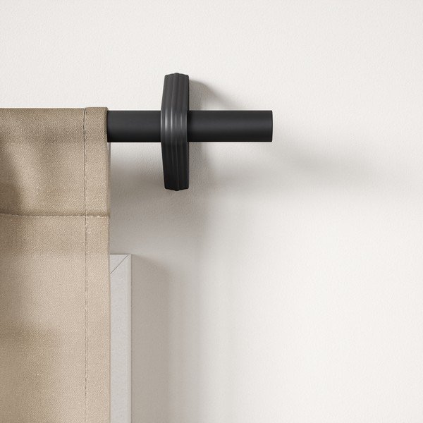 Matēti melna tērauda pagarināma aizkaru stanga 107 - 305 cm Trinity – Umbra-image-1