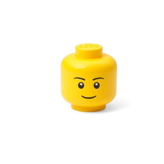 Dzeltena glabāšanas kaste zēna galvas formā LEGO®, 10,5 x 10,6 x 12 cm.