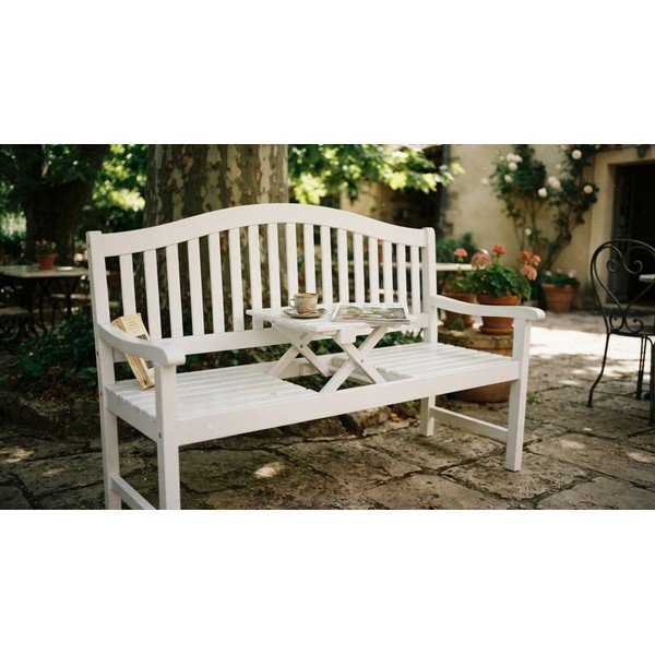 Balts masīvkoka dārza sols Singapore – Garden Pleasure-image-1