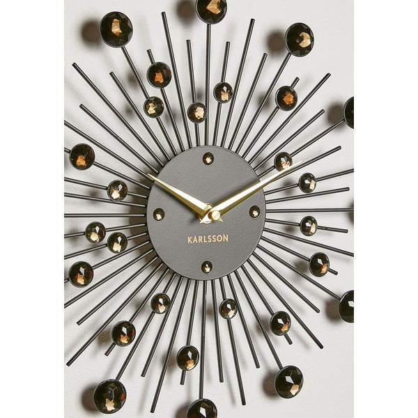 Sienas pulkstenis no melniem Karlsson Sunburst kristāliem-image-3