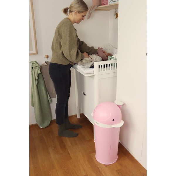 Rozā plastmasas atkritumu tvertne autiņbiksītēm 25 l Whale – Kindsgut-image-3