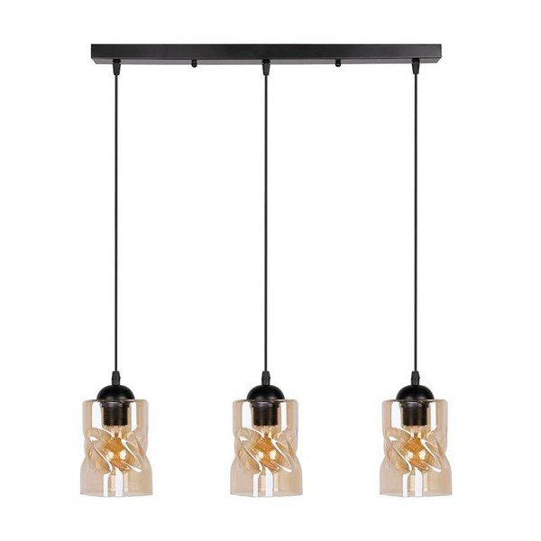 Melna piekaramā lampa ar stikla abažūru 10x62 cm Felis – Candellux Lighting