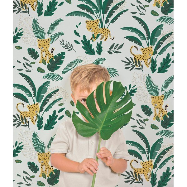 Bērnu tapetes 10 m x 50 cm Cheetah & Tropical Leaves – Lilipinso-image-3