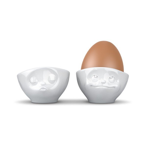 2 baltu porcelāna olu trauciņu komplekts ar sejām 58products , tilpums 100 ml-image-2