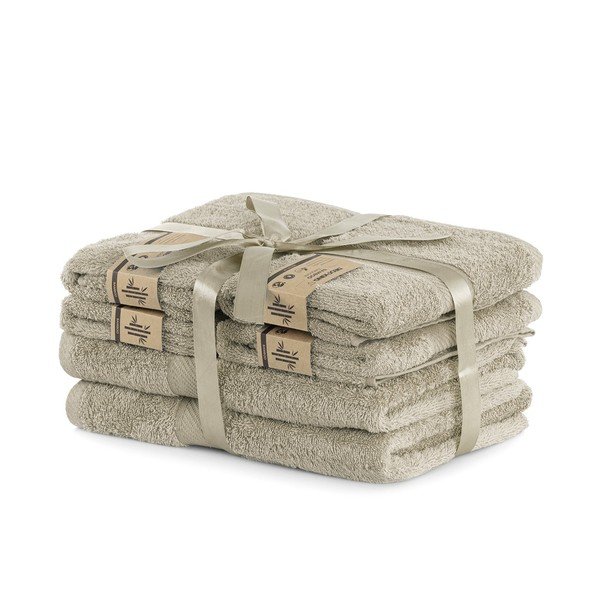 2+4 smilškrāsas dvieļu komplekts DecoKing Bamby Beige-image-1