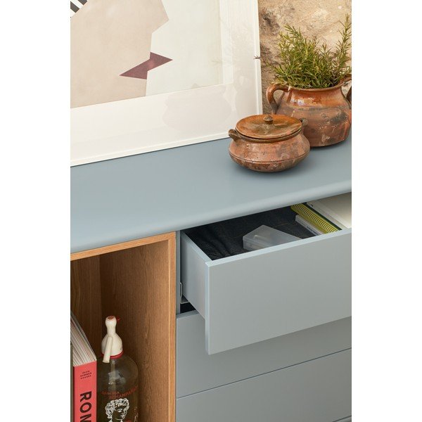 Zila/pelēka zema kumode 140x76 cm Corvo – Teulat-image-1