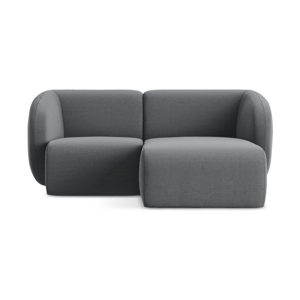 Pelēks samta stūra dīvāns (ar labo stūri/ar zvilni) Lani – Makamii