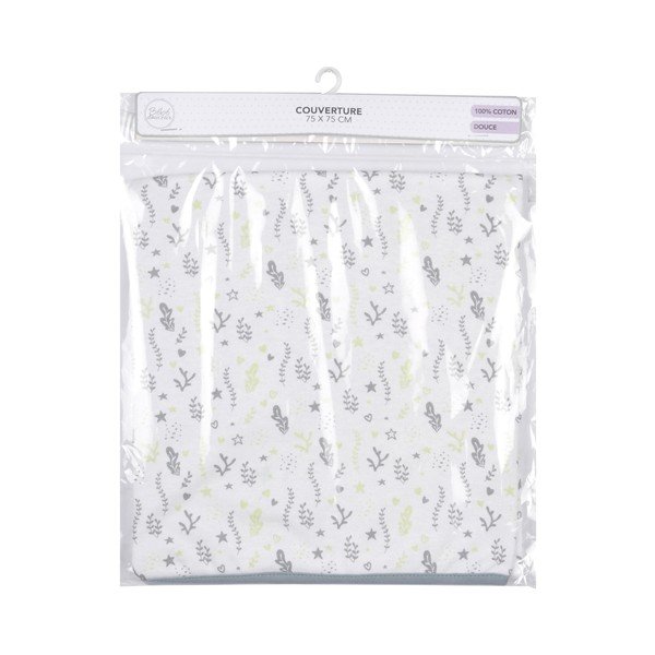 Balta/pelēka kokvilnas bērnu sega 75x75 cm Ocean – Bébé Douceur-image-1