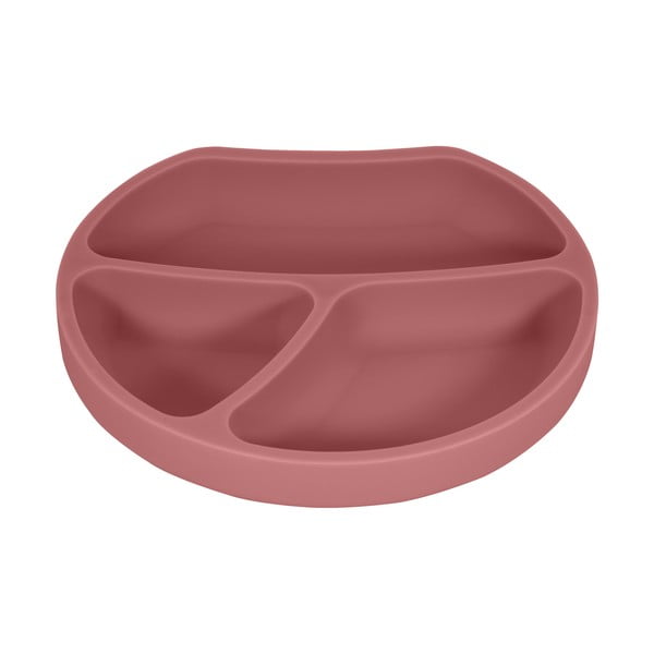 Ķieģeļu sarkans silikona bērnu šķīvis 19x20,5 cm Dusky Pink – Kindsgut-image-3