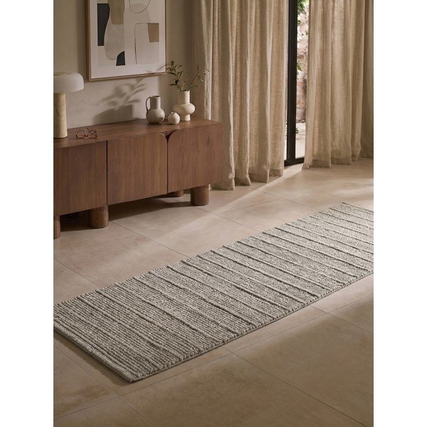 Pelēks ar rokām darināts vilnas celiņa paklājs 80x250 cm Camden Parker – Ted Baker-image-1