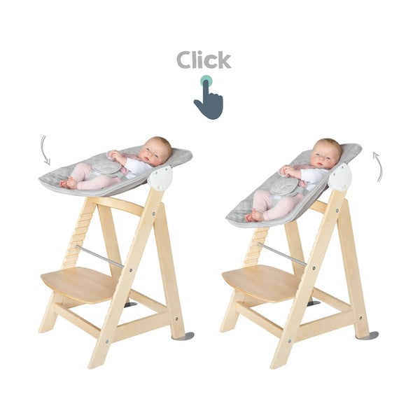 Gaiši pelēks/dabīga toņa bērnu barošanas krēsls Style Born Up 2in1 – Roba-image-4