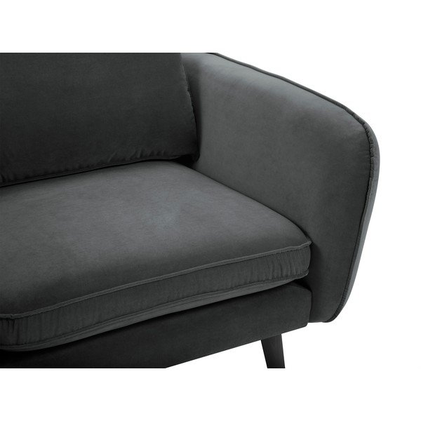 Tumši pelēks samta atpūtas krēsls ar melnām kājām Kooko Home Lento-image-4