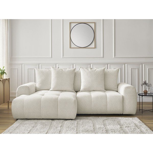 Balts salokāms stūra dīvāns no šenila auduma ar uzglabāšanas vietu  (ar kreiso stūri/ar zvilni) Roxelane – Bobochic Paris-image-1