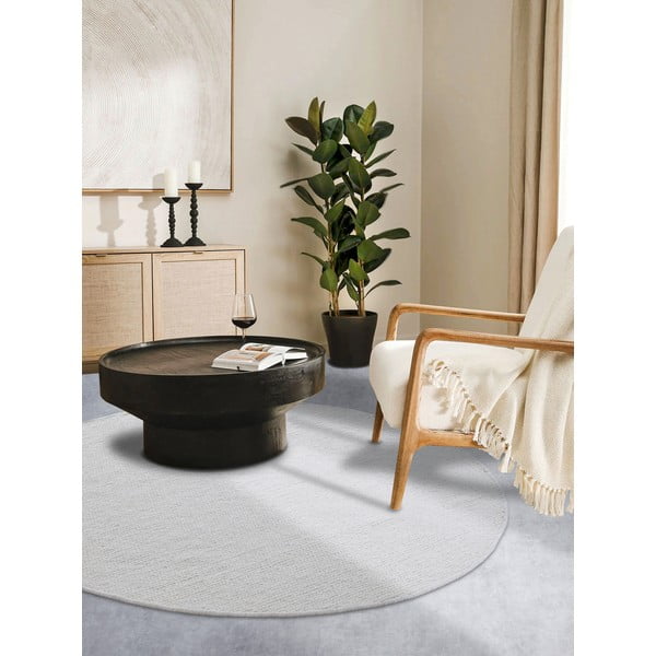 Balts ar rokām darināts vilnas apaļš paklājs ø 200 cm Francois – Villeroy&Boch-image-1