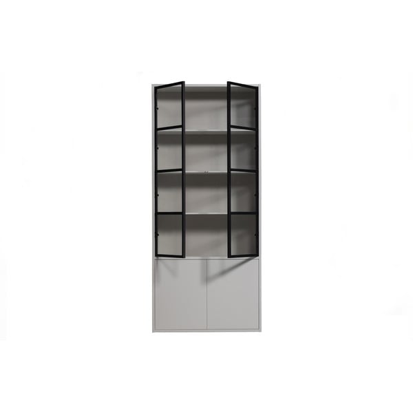 Gaiši pelēka priedes masīvkoka vitrīna 101x230 cm Basic – vtwonen-image-3