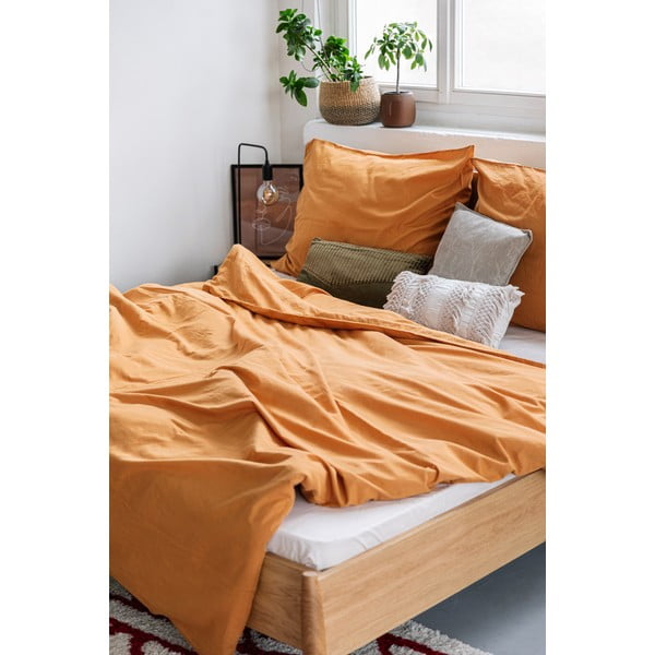 Terakotas oranža divguļamā gultasveļa no mīkstinātas kokvilnas Bonami Selection, 200 x 200 cm-image-3