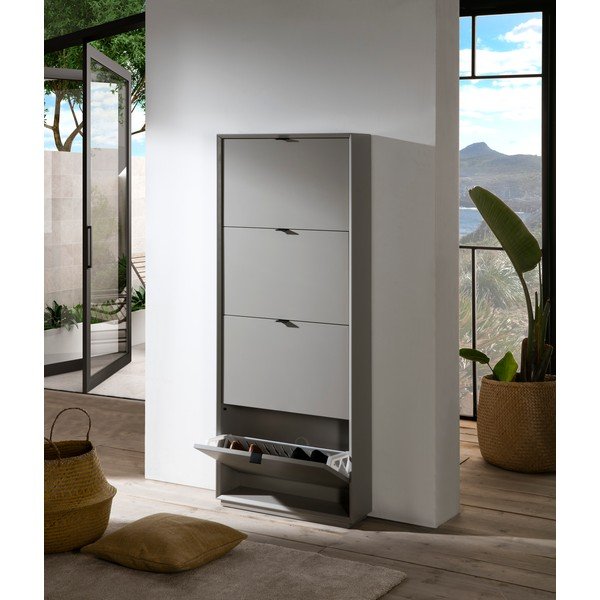 Pelēks apavu skapis ar 4 atvilktnēm Marckeric Luka-image-1