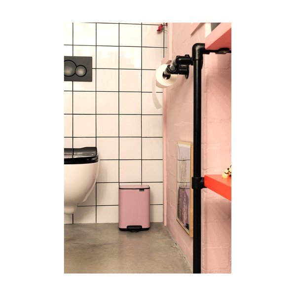 Rozā tērauda atkritumu tvertne ar pedāli 7 l Bo – Brabantia-image-1