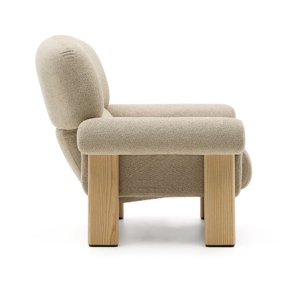 Bēšs atpūtas krēsls no šenila auduma Nema – Kave Home-image-2
