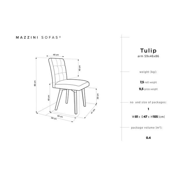 Gaiši pelēks ēdamistabas krēsls Mazzini Sofas Tulip-image-2