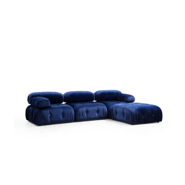 Tumši zils samta stūra dīvāns (ar maināmu stūri) Bubble – Artie