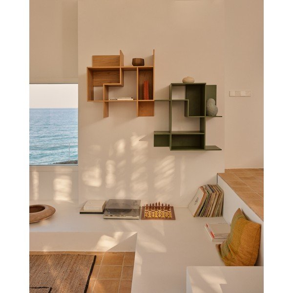 Dabīga toņa modulārā plauktu sistēma ar ozolkoka imitāciju 80x80x25 cm Ina – Kave Home-image-3