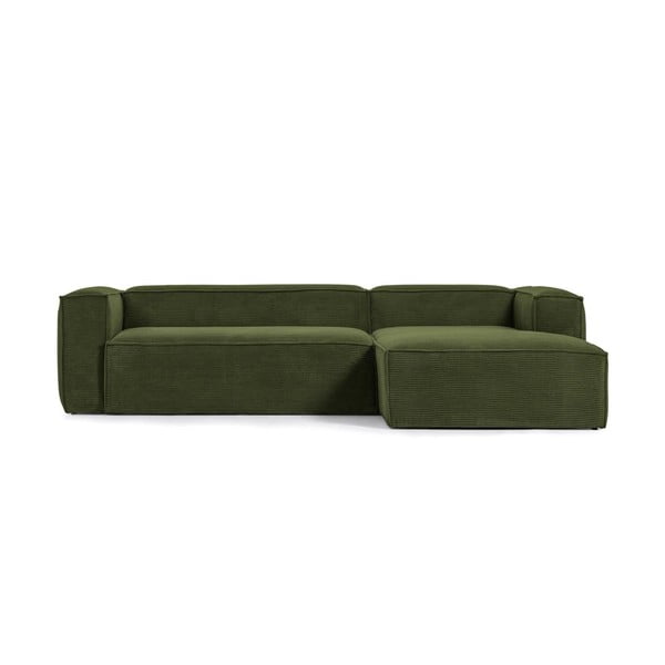 Zaļš velveta stūra dīvāns (ar labo stūri) Blok – Kave Home