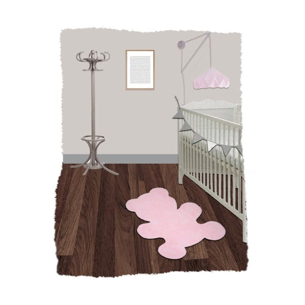 Ar rokām darināts rozā paklājs bērniem Nattiot Little Teddy, 80 x 100 cm-image-2