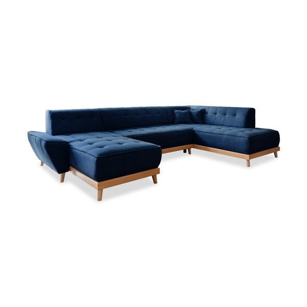 Tumši zils izlaižams U-veida dīvāns ar glabāšanas vietu Miuform Dazzling Daisy, labais stūris