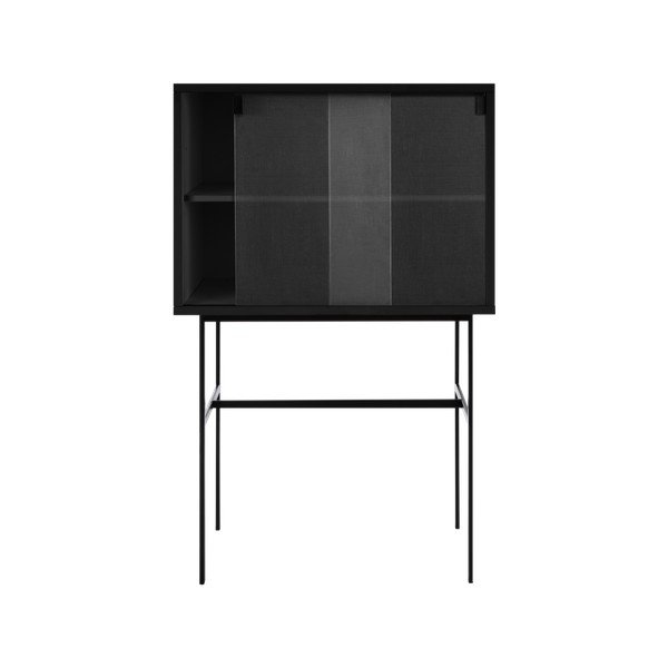 Melna vitrīna ar bīdāmām durvīm 70x109x40 cm Lekko – noo.ma-image-3