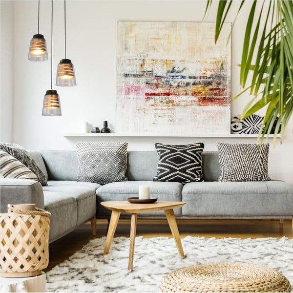 Melna piekaramā lampa ar stikla abažūru Fresno – Candellux Lighting-image-1