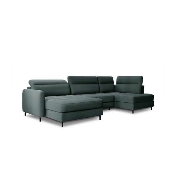 Zaļš samta salokāms/ar uzglabāšanas vietu stūra dīvāns (ar labo stūri/U veida) Berrto – ELTAP-image-2