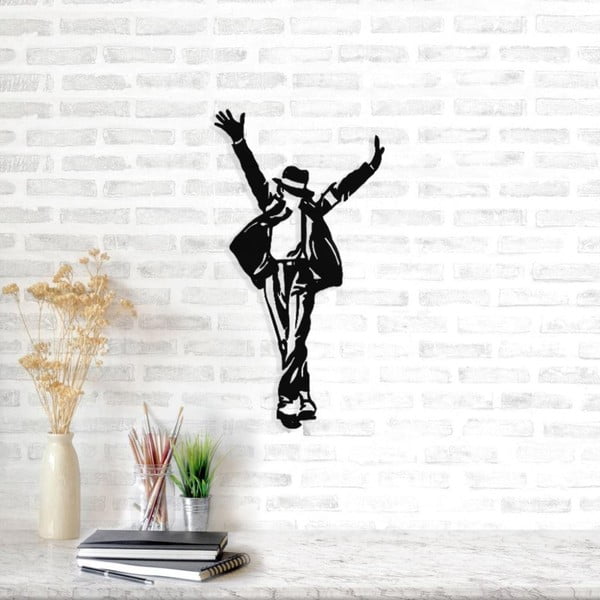 Melna metāla sienas dekorācija Michael Jackson, 36 x 69 cm