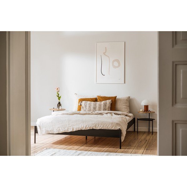 Balta tērauda divvietīga gulta bez galvgaļa ar redelēm 200x200 cm Eton Basic – noo.ma-image-1