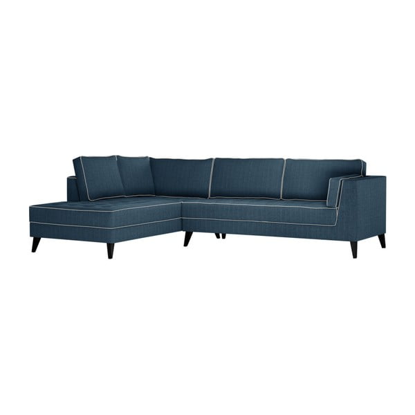 Džinsa zils dīvāns ar krēmkrāsas detaļām Stella Cadente Maison Atalaia, kreisais stūris
