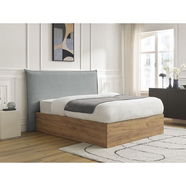 Gaiši pelēka polsterēta polsterēta/no skaidu plāksnēm divvietīga gulta ar veļas kasti ar redelēm 180x200 cm Charlie – Bobochic Paris-image-4