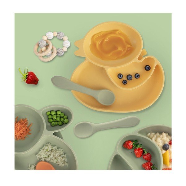 Dzeltens silikona bērnu šķīvis 19x19,5 cm Chicken – Orion-image-1