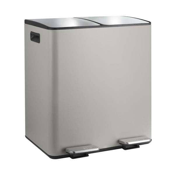 Pelēkbrūna atkritumu šķirošanas tērauda atkritumu tvertne ar pedāli 2x20 l   Aliya – Spirella