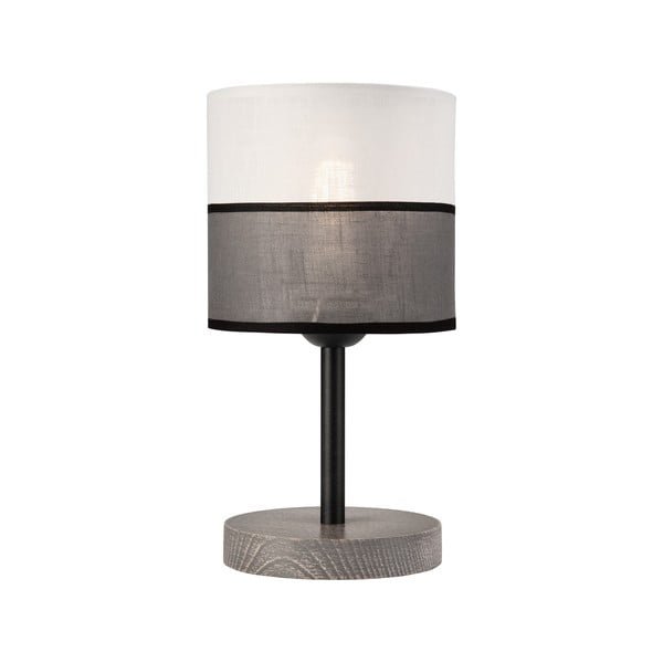 Pelēka galda lampa ar auduma abažūru (augstums 30 cm) Andrea – LAMKUR